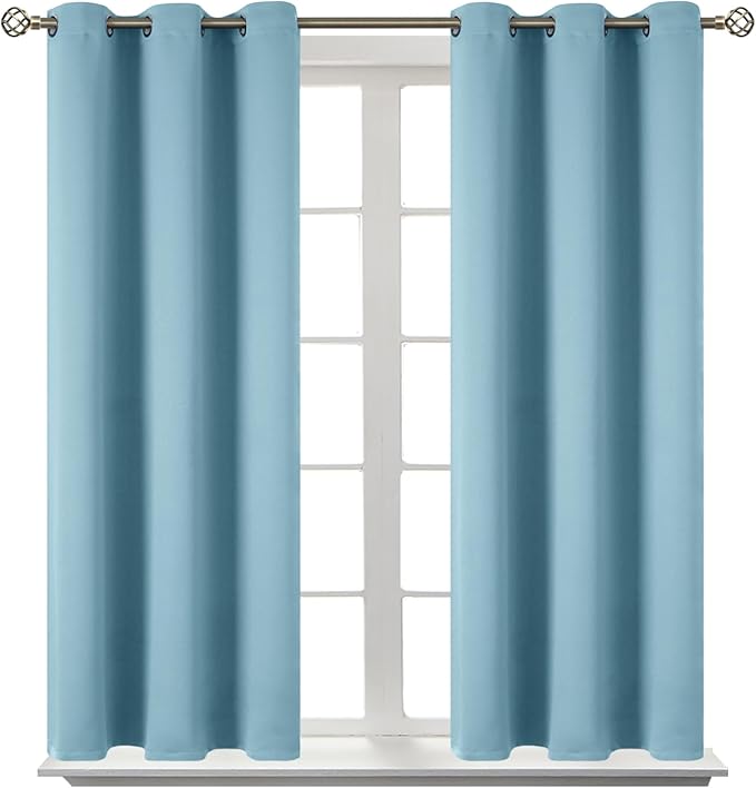 BGment Room Darkening Curtains 45 Inches Long - Grommet Thermal Insulated Drapes Window Treatment Curtains for Bedroom, 2 Panels, 38 x 45 Inch, Greyish Blue