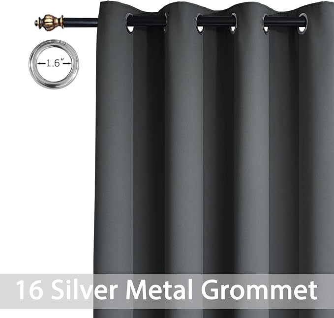 Yakamok Extra Wide Blackout Curtain for Sliding Glass Door, Grommet Thermal Insulated Room Divider Curtain 100W x 84L inch, Room Darkening Patio Curtain,8.3ft Wide x 7ft Tall, 1 Panel,Dark Grey