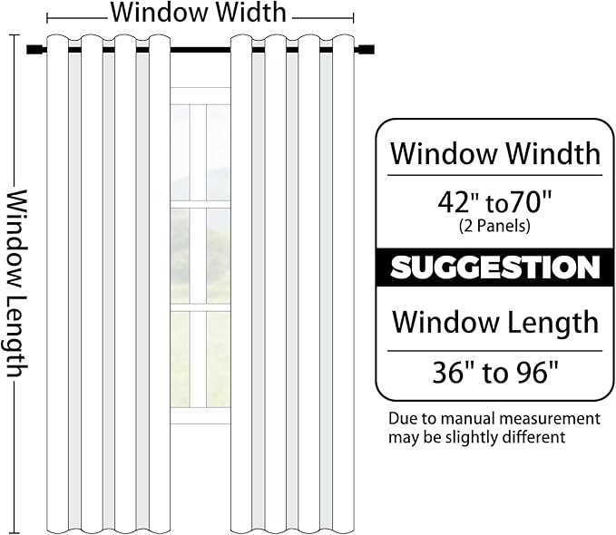 Yakamok Blue and Greyish White Ombre Curtains, Room Darkening Gradient Color Curtains for Bedroom, Light Blocking Thermal Insulated Window Drapes for Living Room(2 Panels, 42x36 Inch)