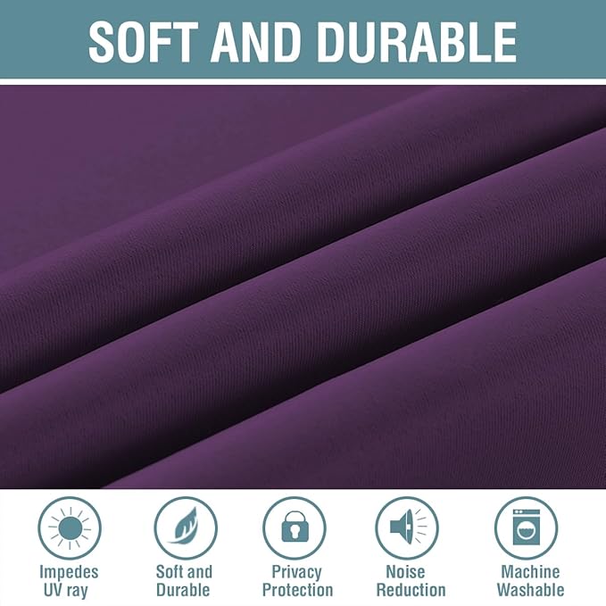H.VERSAILTEX Blackout Curtain for Living Room Thermal Insulated Window Treatment Curtain 54 inch Length Energy Saving Solid Grommet Top Blackout Drape, One Panel, Plum Purple, 52" W x 54" L