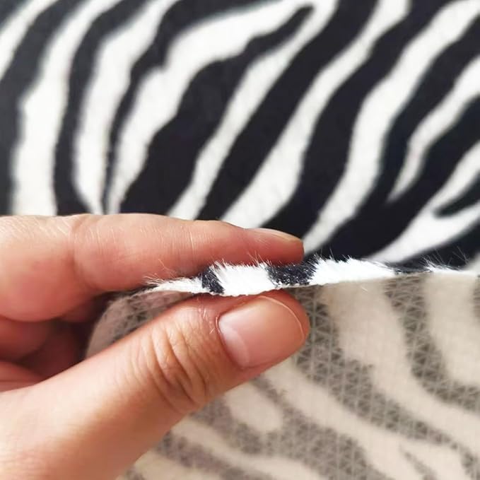 Faux Fur Zebra Animal Print Rug Perfect Throw Area Rug Carpet Floor Mat for Office/Kids Room/Under Tables/Smaller Area 3.6x2.3 feet