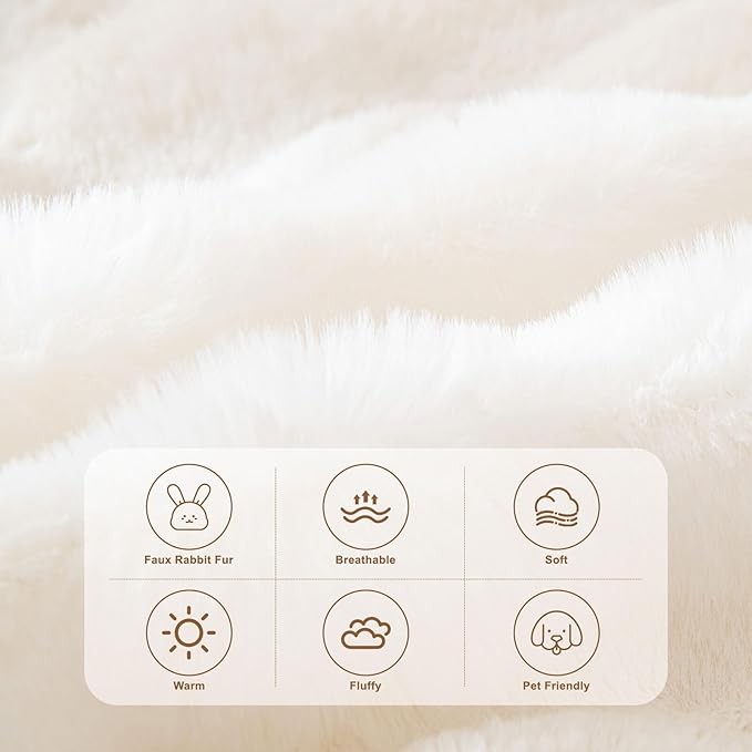 HANDONTIME White Armchair Slipcovers Dog Couch Cover Rabbit Plush Armchair Covers Faux Fur Sofa Slipcovers for Chair Cushion Couches Shaggy Couch Cover Blanket Washable Thick Soft, 71" X102"