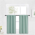RYB HOME Blackout Cafe Curtains 30 inch Length, Short Light UV Heat Blocking Energy Saving Privacy Curtain Tiers for Basement Bathroom Kitchen Window, Width 29 by Length 30, Aqua, 2 Panels