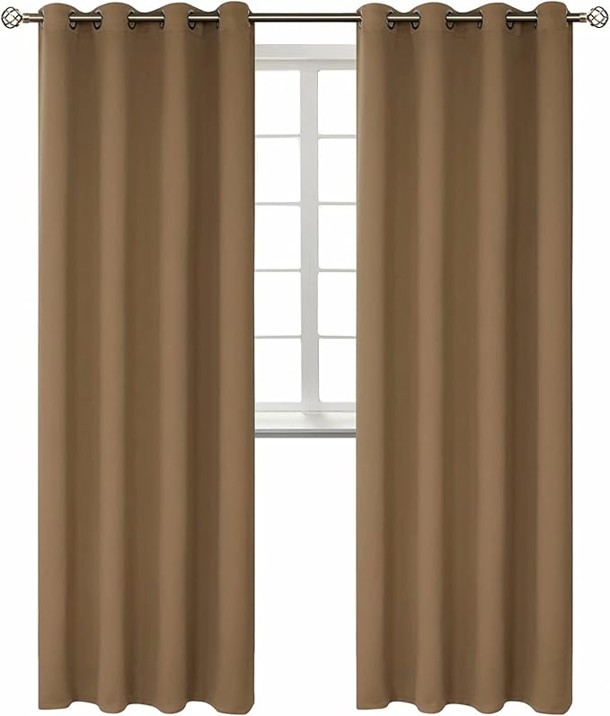 BGment Blackout Curtains for Bedroom - Grommet Thermal Insulated Room Darkening Curtains for Living Room, Set of 2 Panels (52 x 95 Inch, Taupe)