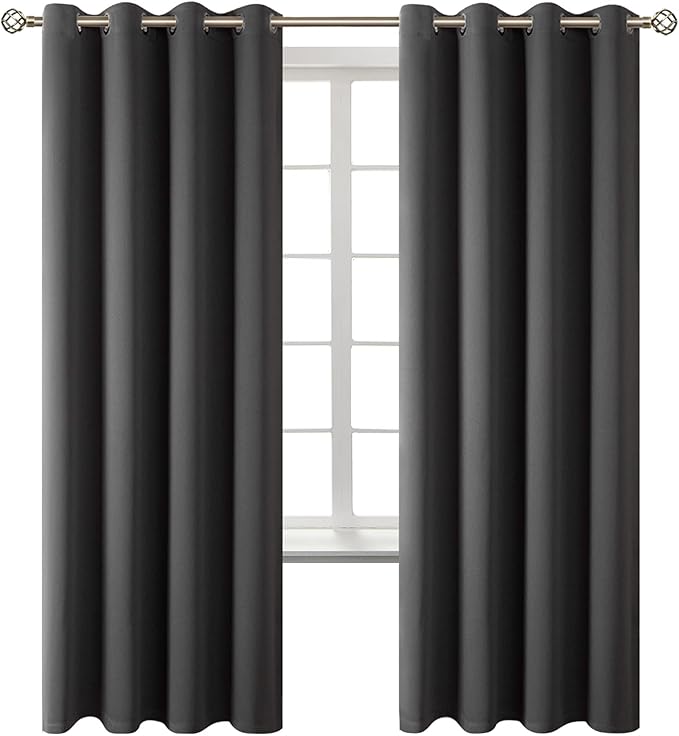 BGment Blackout Curtains for Bedroom - Grommet Thermal Insulated Room Darkening Curtains for Living Room, Set of 2 Panels (52 x 72 Inch, Dark Grey)