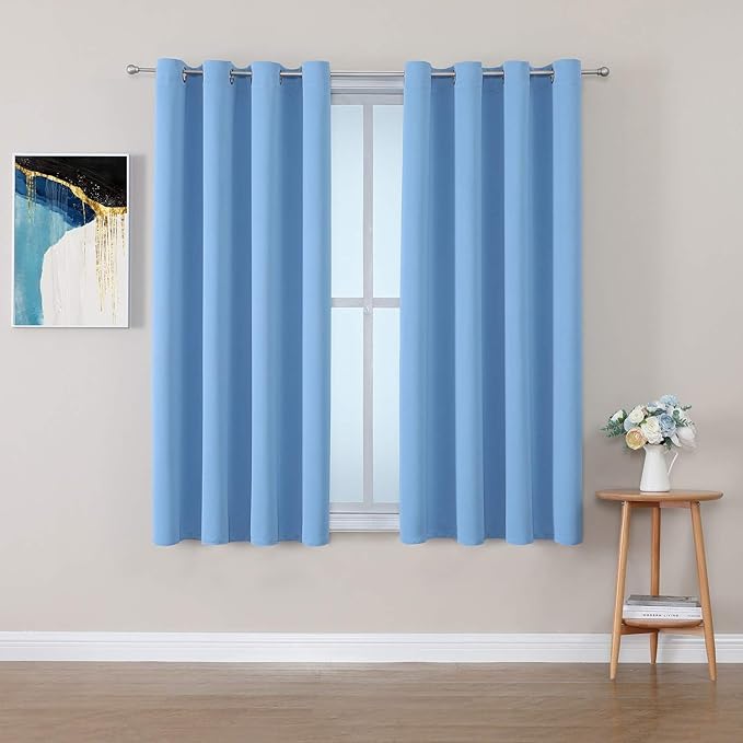 ChrisDowa Grommet Room Darkening Curtains for Bedroom and Living Room - 2 Panels Set Thermal Insulated Blackout Curtains (Sky Blue, 52W x 54L)