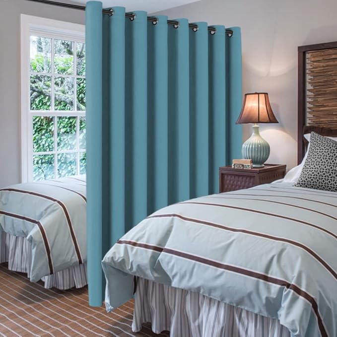 H.VERSAILTEX Blackout Patio Curtains 100 x 96 Inches for Sliding Door Extral Wide Blackout Curtain Panels Thermal Insulated Room Divider - Grommet Top, 8' Tall by 8.5' Wide - Storm Blue