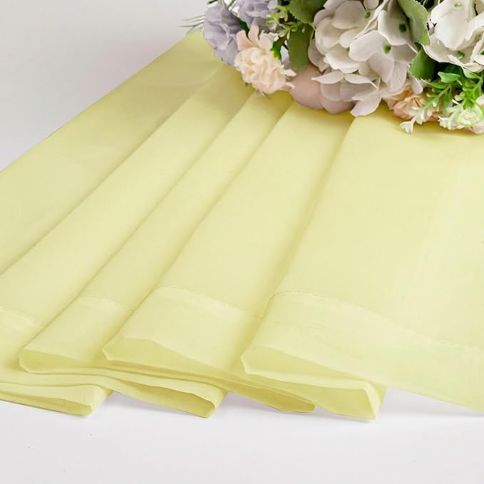 Chyhomenyc Sheer Tier Curtains 24 Inch Length - Small Window Kitchen Curtains for Bathroom Living Room Basement, Rod Pocket Farmhouse Short Voile Curtain 42Wx24L, 2 PCS, Light Yellow