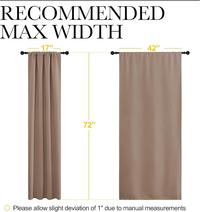 NICETOWN Kids Blackout Curtain Panels - Window Treatment Thermal Insulated Rod Pocket Blackout Drapes for Bedroom (Set of 2, 42 by 72 Inch, Cappuccino)