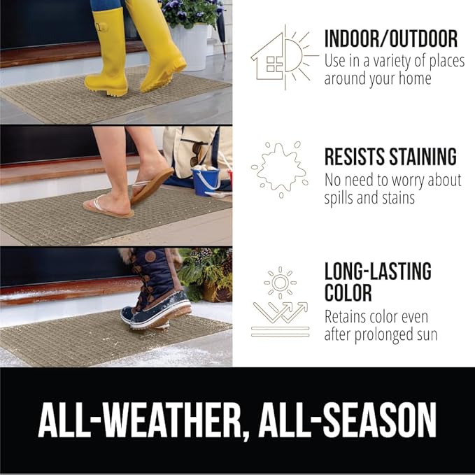 GORILLA GRIP® Ultra Absorbent Front Door Mat Outside Entrance 72x24, Traps Dirt and Moisture, HydroABSORB Indoor Outdoor Doormat Holds Up to 2.75 Cups Water, Stain and Fade Resistant Welcome Mat Beige