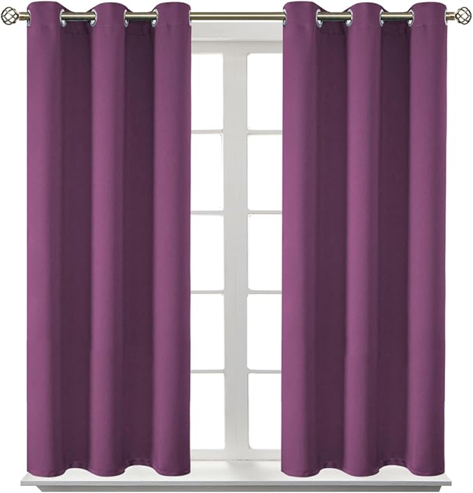 BGment Room Darkening Curtains 45 Inches Long - Grommet Thermal Insulated Drapes Window Treatment Curtains for Bedroom, 2 Panels, 38 x 45 Inch, Eggplant Purple