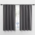 NICETOWN Grey Window Curtains for Bedroom - Home Decoration Thermal Insulated Rod Pocket Blackout Blinds & Drapes for Small Windows (Gray, 2 Panels, W42 x L45 -Inch)