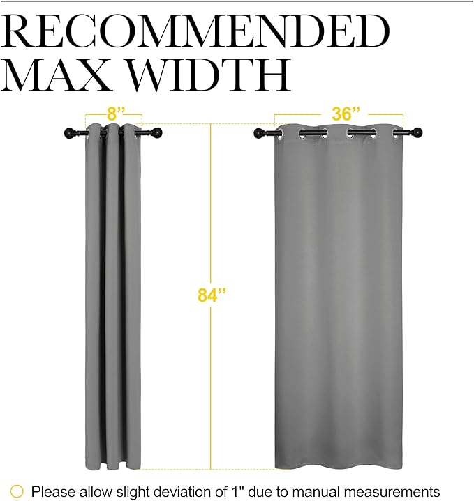 NICETOWN Thermal Insulated Grommet Blackout Curtains for Office, Kids Window Drape Panel for Nursery, Privacy Short Curtains (Silver Grey, 2 Panels, W42 x L84-Inch)