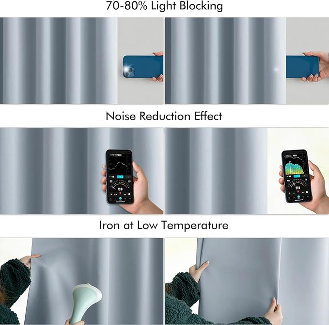 MIULEE Light Blue Back Tab Blackout Curtains 84 Inch Length 2 Panels Set for Living Room Bedroom Privacy, Rod Pocket/Pinch Pleat Thermal Insulated Room Darkening Pleated Light Blocking Drapes