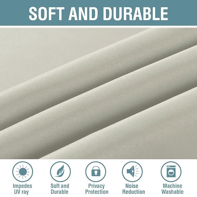 H.VERSAILTEX Blackout Curtain for Living Room Thermal Insulated Window Treatment Curtain Extra Long 63 inch Length Energy Saving Solid Grommet Top Blackout Drape, One Panel, Pale Oak, 52" W x 63" L