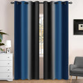 Yakamok Blackout Ombre Dark Blue and Black Curtains for Bedroom, Gradient Room Darkening Curtains, Grommet Thermal Insulated Light Blocking Window Drapes/Curtain for Living Room,52 x 84 Inch,2 Panels
