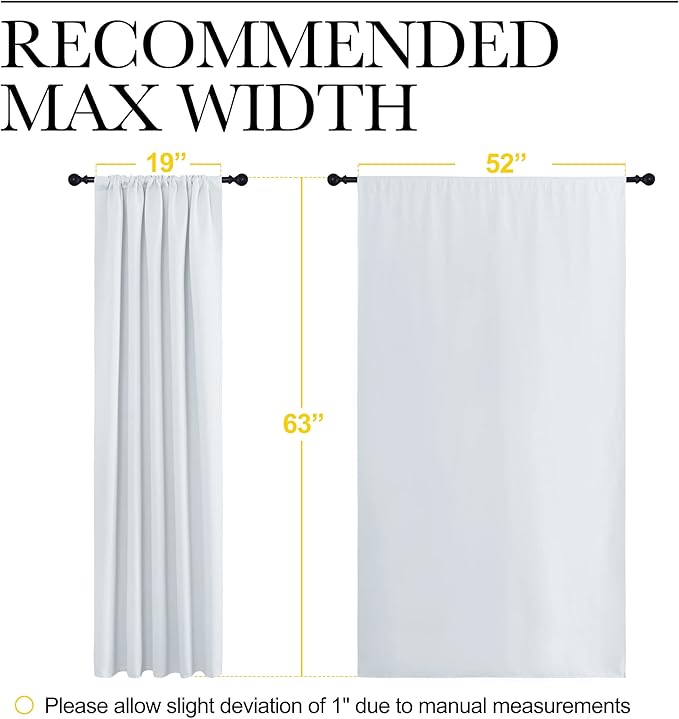 NICETOWN Greyish White Bedroom Curtain Panels - Multi-Function Noise Reducing Performance Window Treatment Thermal Insulated Room Darkening Drapes for Nursery (2 Panels, 52 by 63)