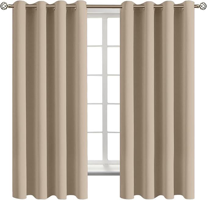 BGment Blackout Curtains - Grommet Thermal Insulated Room Darkening Bedroom and Living Room Curtains, Set of 2 Panels (46 x 63 Inch, Sand)