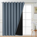 Yakamok Total Blackout Extra Wide Patio Sliding Door Curtains, Grommet Thermal Insulated Blind Curtains, Sliding Glass Door Panel for Living Room/Space Room Divider, Stone Blue, W100 x L96, 1 Panel