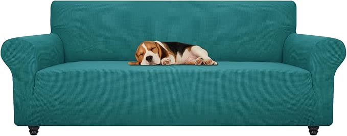 ZNSAYOTX Stretch Oversized Couch Cover Universal Sofa Covers for Living Room Dogs Pet Furniture Protector Spandex Extra Large Sofa Slipcovers with Anti Slip Foam Sticks (Peacock Teal, XL Sofa)