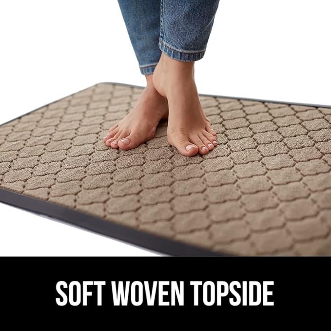 GORILLA GRIP 100% Waterproof All-Season WeatherMAX Doormat 35x23, US Designed Natural Rubber, Stain and Fade Resistant, Low Profile Indoor Outdoor Door Mats, Easy Clean Patio Mat, Latte Quatrefoil