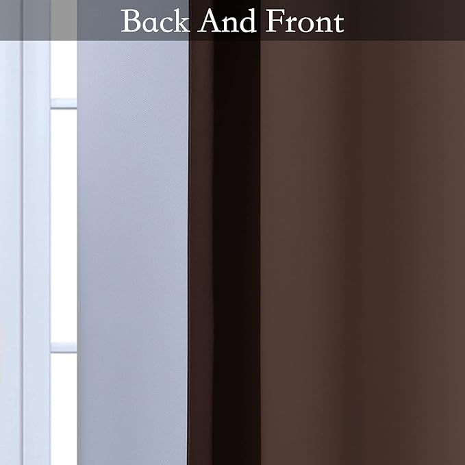 SimpleHome Ombre Room Darkening Curtains for Living Room, Light Blocking Gradient Brown to Greyish White Thermal Insulated Grommet Window Curtains/Drapes for Bedroom, 2 Panels, 52x63 inches Length
