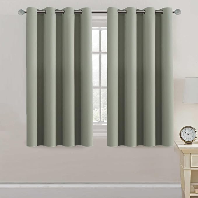 H.VERSAILTEX Blackout Curtain for Living Room Thermal Insulated Window Treatment Curtain 54 inch Length Energy Saving Solid Grommet Top Blackout Drape, One Panel, Light Sage, 52" W x 54" L