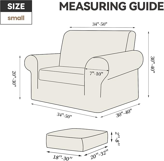 WEERRW Velvet Stretch Chair Sofa Slipcover - 2 Pieces Luxury Soft Velvet Plush Couch Cover Furniture Protector with Elastic Bottom for Pets, Machine Washable, Camel, Small