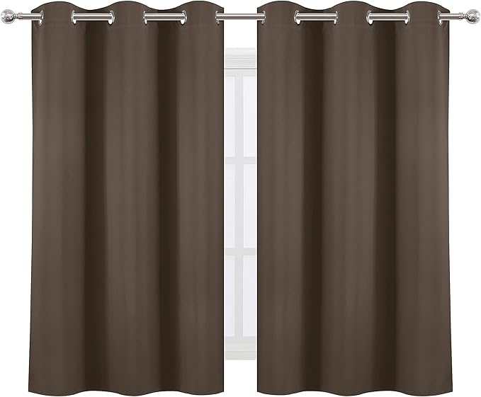 LEMOMO Chocolate Brown Blackout Curtains 38 x 54 Inch Length/Set of 2 Curtain Panels/Thermal Insulated Room Darkening Blackout Curtains for Bedroom