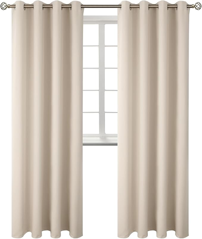 BGment Blackout Curtains - Grommet Thermal Insulated Room Darkening Bedroom and Living Room Curtains, Set of 2 Panels (52 x 95 Inch, Champagne)