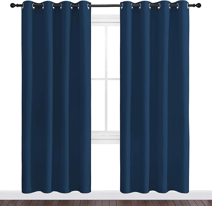 NICETOWN Moroccan Blue Blackout Curtains 78" Long, 55" Wide, 2 Pieces for Office, Dining, Guest Room - Sound Reducing, Heat and Cold Block Panels for Modern Decorative