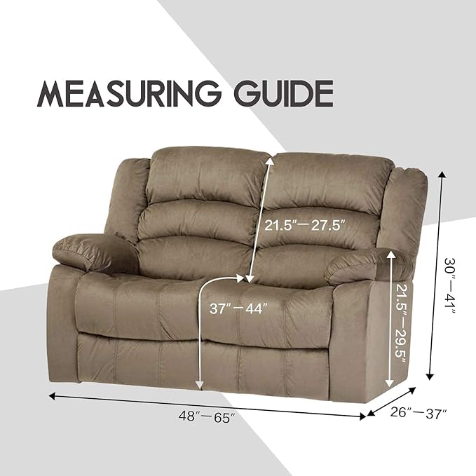 ULTICOR Reclining Love Seat Slipcover, 48" - 65" L, 6-Piece Velvet Stretch Loveseat Reclining Sofa Covers, 2 seat Love seat Recliner Cover, Thick, Soft, Washable (Sand)
