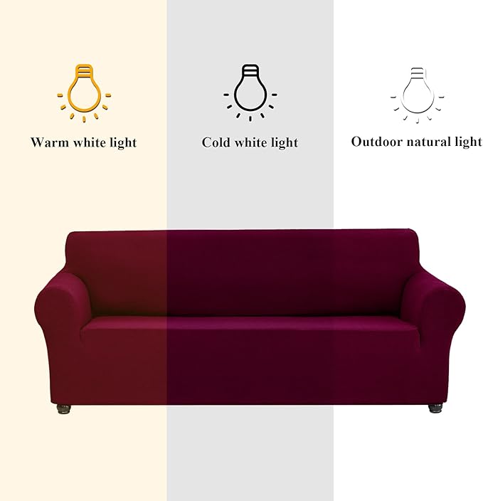 Joccun Christmas Stretch Couch Cover Slipcovers, 1-Piece Sofa Covers for 3 Cushion Couch Spandex Jacquard Washable Furniture Protector Cover for Living Room,Kids,Pets(Sofa,Burgundy)