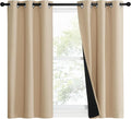 NICETOWN Bedroom Full Blackout Curtain Panels, Set of 2 Pcs, 37 by 40-inch, Biscotti Beige, Super Thick Insulated Grommet Drapes, Double-Layer Blackout Draperies with Black Liner for Small Window