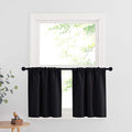 RYB HOME Cafe Blackout Curtains 24 inch Length, RV Curtains for Camper Windows, Mini Short Small Insulating Light UV Heat Blocking Privacy Half Window Tiers, Width 29 by Length 24, Black, 2 Panels