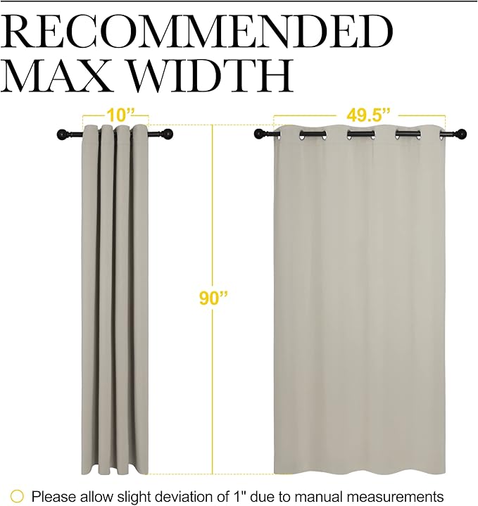 NICETOWN Natural Room Darkening Curtains 90" Long for Boho Farmhouse Home Decoration, Window Treatment Total Privacy Drape Panels for Bedroom Guest Room (55" Wide, Set of 2)