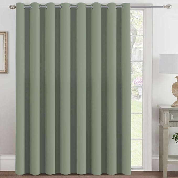 H.VERSAILTEX Blackout Patio Curtains 100 x 108 Inches for Sliding Door Extral Wide Blackout Curtain Panels Thermal Insulated Room Divider - Grommet Top, 9' Tall by 8.5' Wide - Cyan