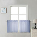 Chyhomenyc Sheer Tier Curtains 24 Inch Length - Small Window Kitchen Curtains for Bathroom Living Room Basement, Farmhouse Short Voile Curtain 42Wx24L, Rod Pocket, 2 PCS, Denim Blue