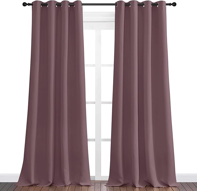 NICETOWN Dry Rose Blackout Curtains 90" Long for Office, 55" Wide, 2 Pieces, Dining Room, Guest Room, Sound Reducing Heat and Cold Block Curtain Panels for Modern Room Decorative