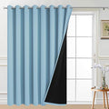 Yakamok Extra Wide Blackout Full Shading Curtains for Patio Door, Thermal Backing Sliding Glass Door Drape, Privacy Assured Window Treatment, Room Divider Curtains,Sky Blue W100 x L96, 1 Panel