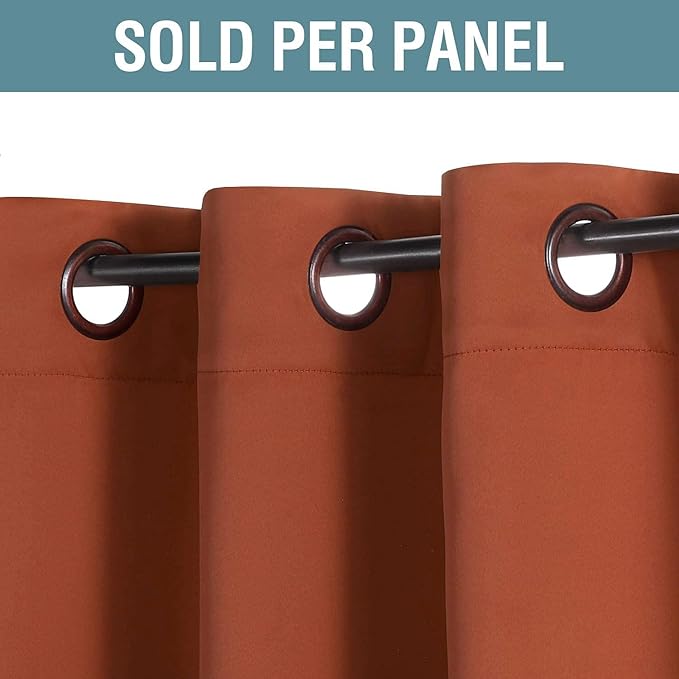H.VERSAILTEX Blackout Curtain for Living Room Thermal Insulated Window Treatment Curtain Extra Long 108 inch Length Energy Saving Solid Grommet Top Blackout Drape, One Panel, Orange, 52" W x 108" L