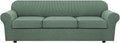 H.VERSAILTEX 4 Piece Stretch Sofa Covers for 3 Cushion Couch Covers for Living Room Furniture Slipcovers (Base Cover Plus 3 Seat Cushion Covers) Thicker Jacquard Fabric (Large Sofa, Loden Frost)