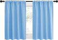 NICETOWN 2 Panels Blackout Curtains, Rod Pocket Thermal Insulated Drapes for Kitchen, Heavy Duty Small Window Treatment for Dorm Room, Studio Apartment, Basement (Blue, W42 x L30)
