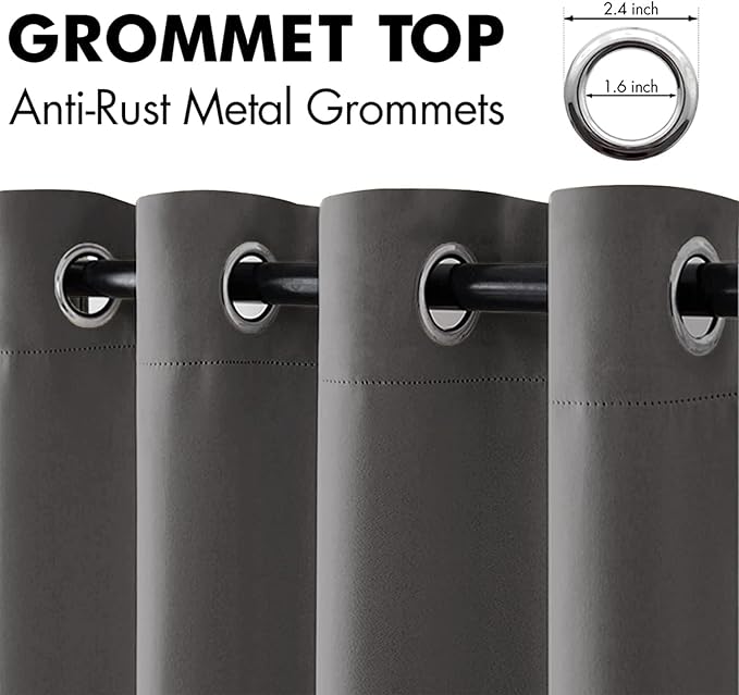 MIULEE Blackout Door Curtain Set of 2, 34 x 80 Inch Grey Thermal Insulated Room Divider Drapes with Grommet Top for Privacy Cover, Living Room, Bedroom, Closet & Temporary Doorway