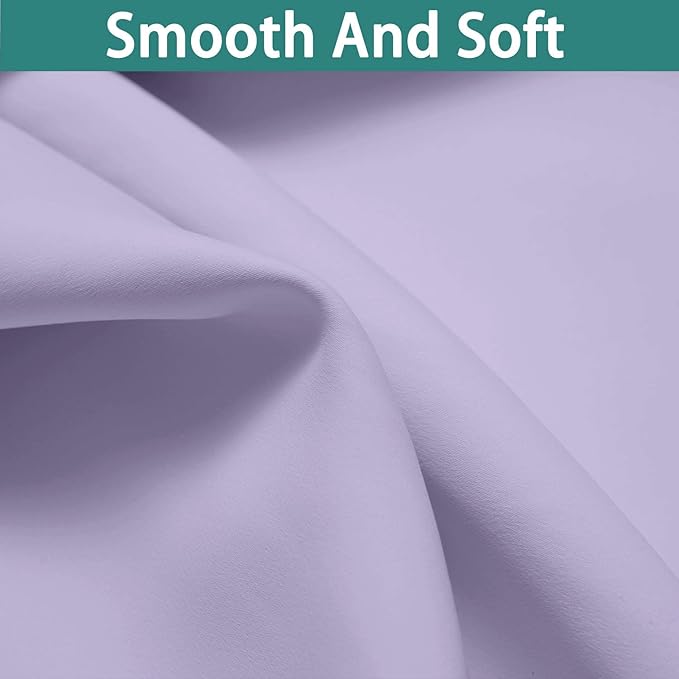 Yakamok Lilac 100% Blackout Lined Curtains, 2 Thick Layers Completely Blackout Window Treatment Thermal Insulated Drapes for Kitchen/Bedroom (1 Pair, 52W x 72L)
