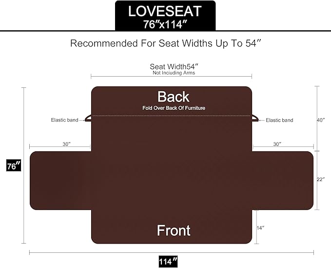 U-NICE HOME Loveseat Sofa Cover Reversible Couch Cover for Dogs with Elastic Straps Water Resistant Furniture Protector for Pets Couch Cover for 2 Cushion Couch (Loveseat, Black/Balck)