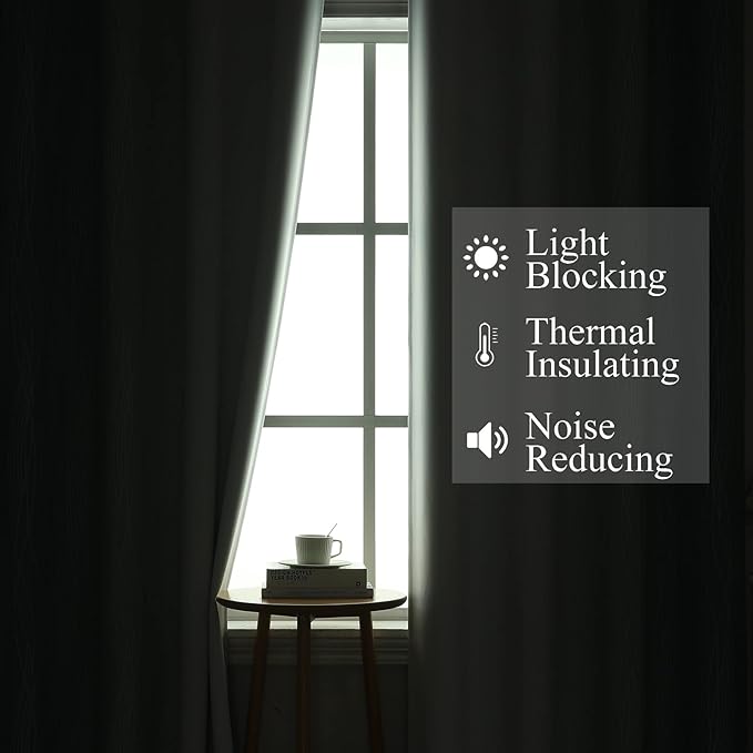 Estelar Textiler Stone Blue and Greyish White Blackout Curtains 96 Inches Long,Full Room Darkening Grommet Curtains for Bedroom,Thermal Insulated Ombre Blackout Drapes for Living Room,52Wx96L,2 Panels