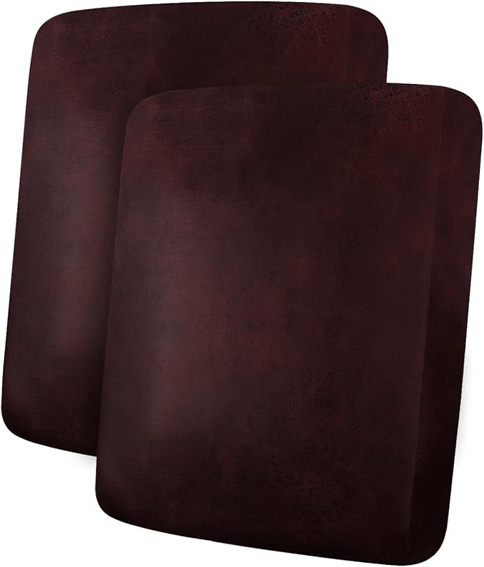 Leather Look Couch Cushion Covers Sofa Seat Slipcovers Sets Couches Furniture Protector for Sectional Armchair Loveseat Pets Kids Stretch Spandex Fabric (2 Cushion Sofa, Burgundy)