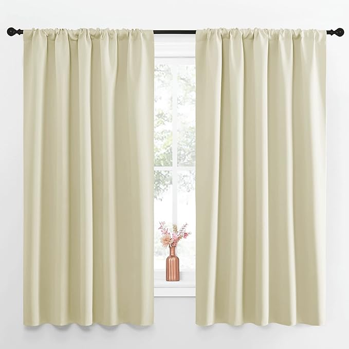 NICETOWN Blackout Curtains for Living Curtains, Room Darkening Curtains & Drapes for Kids Bedroom, Home Decoration Draperies (Beige, 52 in x 63 in (W x L), 2 PCs)