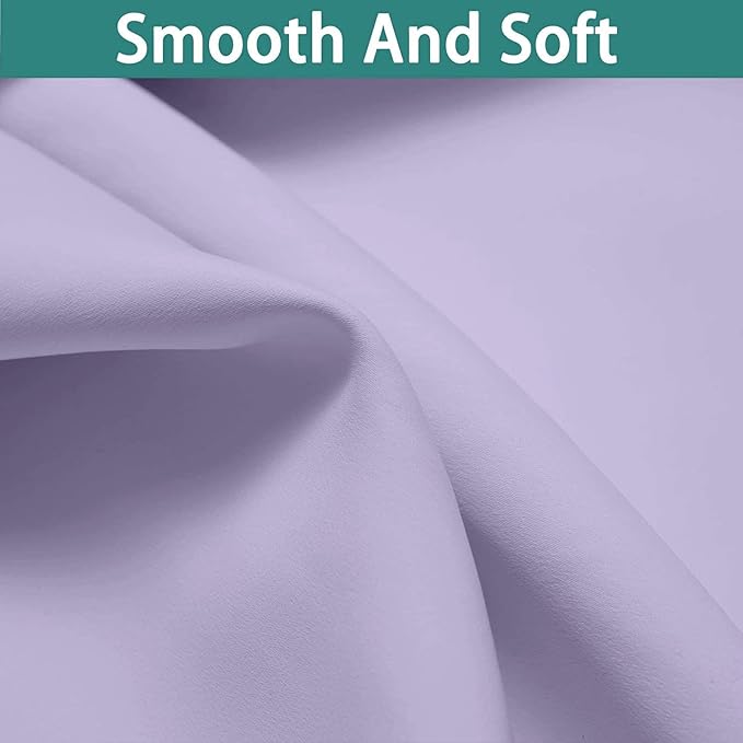Yakamok 84 Inch Length 100% Blackout Curtains for Bedroom, 2 Thick Layers Thermal Insulated Grommet Total Blackout Drapes with Black Liner for Living Room (42Wx84L,Lilac, 2 Panels)